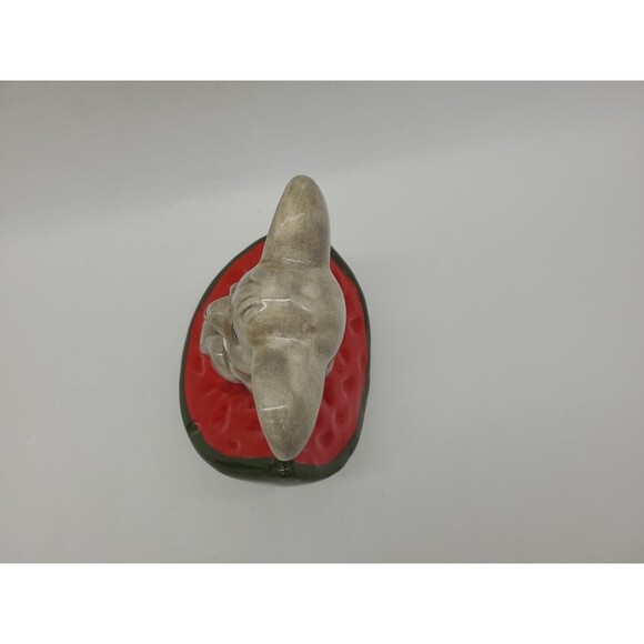 Vintage Mouse Sitting on Slice of Watermelon Ceramic Statue Signed 5" - Picture 6 of 11